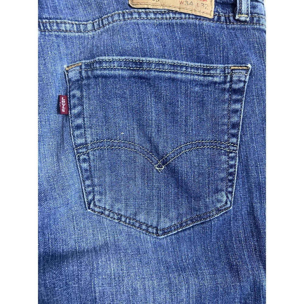 LEVI LEVIS 505 STRAIGHT Leg Jeans Mens 34X32 Denim Red Tab Grunge Distressed - Picture 6 of 8